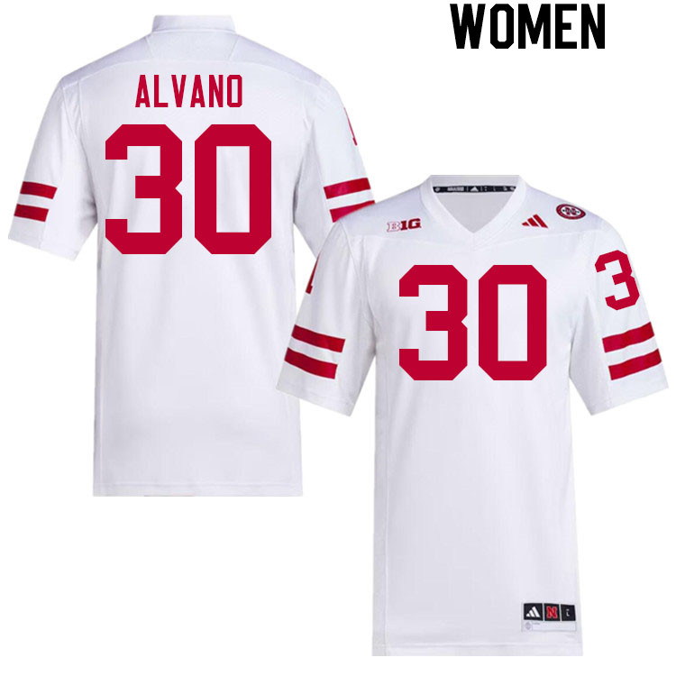 Women #30 Tristan Alvano Nebraska Cornhuskers College Football Jerseys Stitched Sale-White